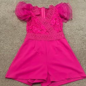 Pink lace romper